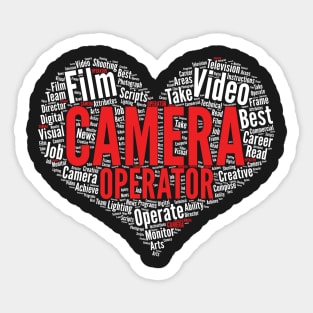 Camera Operator Heart Shape Word Cloud Design for Filmmaker graphic Sticker